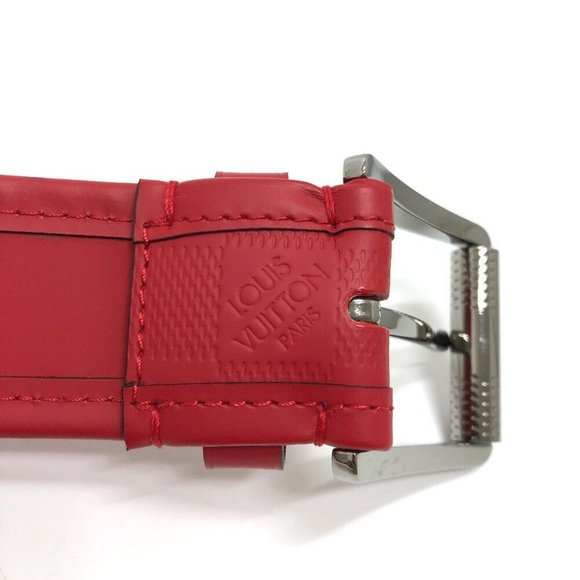 LOUIS VUITTON Damier Infini Ceinture stamp belt Leather Red/SilverHardwar main image 6